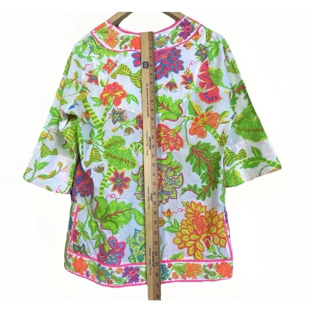 Gretchen Scott Glorious Split Neck Tunic Top & Pants Women’s Floral Small - Picture 11 of 16